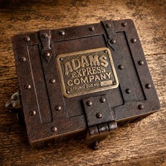 Adams Express Company Cast Iron Strongbox Antique Finish Brass Tag Vintage Decor
