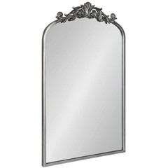 Traditional Arched Wall Mirror 31” x 19” in Antique Silver – Timeless Elegance
