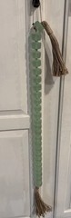 Jade Glass Beads Tweed Fringe Garland Beach Decor Wall Hanging Boho Hippy 38in