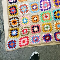 Granny Square Roseanne Afghan Throw Blanket 63″x44” Hand Made Multicolor Crochet