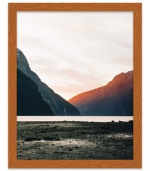 12×20 Honey Pecan Flat Wood Frame with UV Acrylic and Acid Free Foam Board