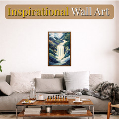 Japanese Waterfall Wall Art Framed 11×17 Asian Landscape Print Zen Nature Decor