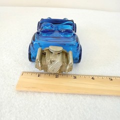 Vintage Avon Blue Glass Hot Rod Car Aftershave Bottle Engine Cap 5in
