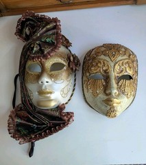 Lot Of 2 Ornate Venetian Style Masquerade Carnival Masks