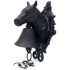 Horse Head Wall Hanging Mount Heavy Cast Solid Iron Handcrafted Antique Doorbell