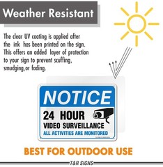 Video Surveillance Sign, All 10″x7″ – 2 pack, Blue Black On White Background