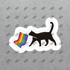Black Cat with Rainbow Flag Vinyl Sticker LGBTQ+ Pride Decal Cute Cat #600007