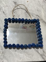Handmade Mini Ceramic Blueberries Bordered Mirror 4X4in