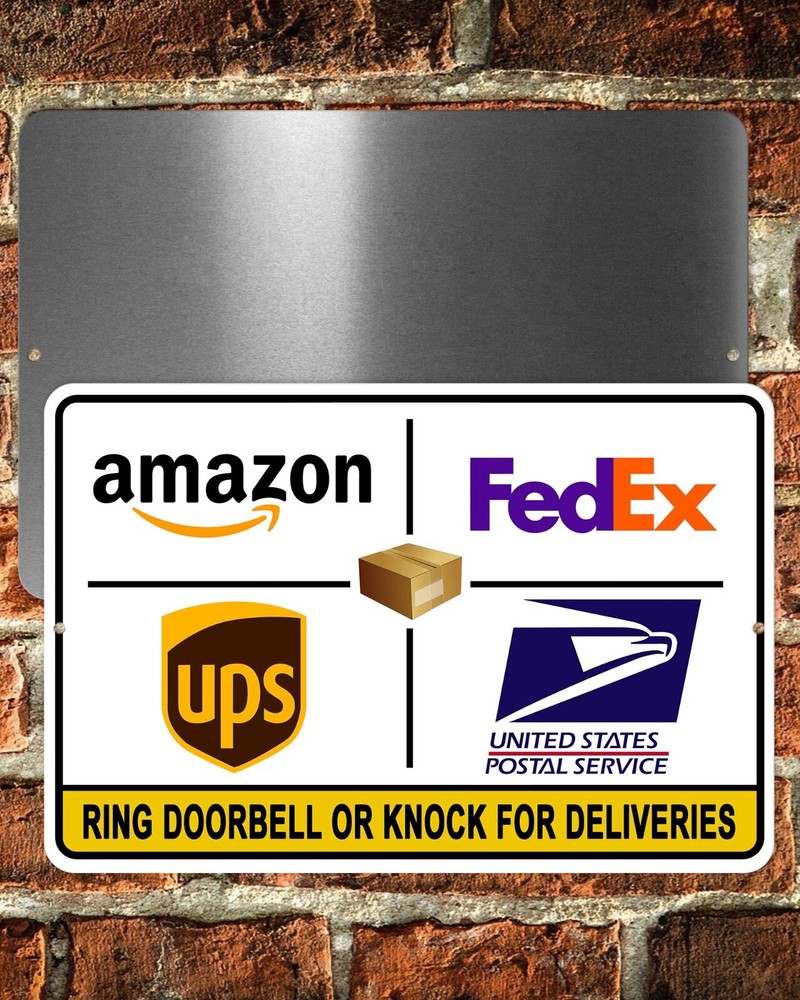 Sign Package Delivery Instructions Ring Doorbell Or Knock For Deliveries Metal