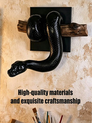 Ball Python Wall Sculpture Gothic Snake Wall Decor Wooden Reptile Hanging Art