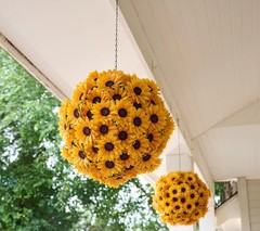 Wicker Park S/2 Oversized 15″ Harvest Faux Sunflower Spheres Yellow