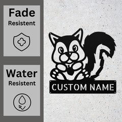 Custom Squirrel Metal Sign Personalized Woodland Animal Decor Plaque Gift Home