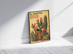 Vintage Mexican Cactus Poster Floral Wall Art Print Traditional Room Decor Gift