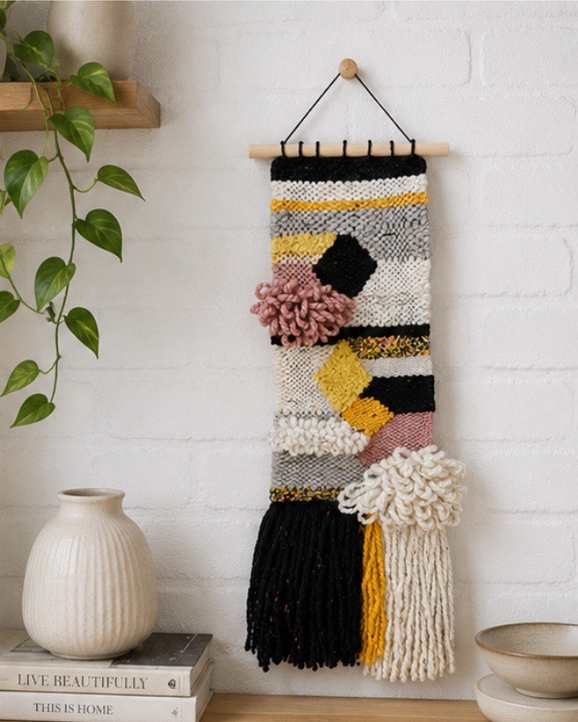 Handwoven Wall Tapestry Modern Boho Fiber Art One-of-a-Kind Textile Wall Hanging