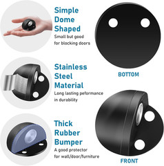 Magnetic Door Stoppers Adhesive Door Stops Floor Mounted No Drill Magnet Door