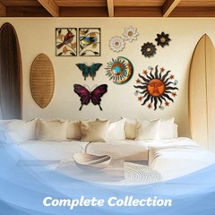 G128 9 IN White and Gold Flower Metal Wall Art Decor