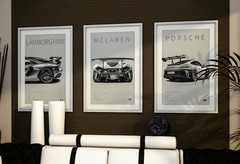 9Pcs Super Car Posters for Boys Room, Racing Car Wall Art for Me…