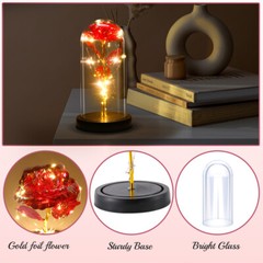 LED Rose Light Glass Gifts for Wife Women Her Valentine Girlfriend Birthday Gift