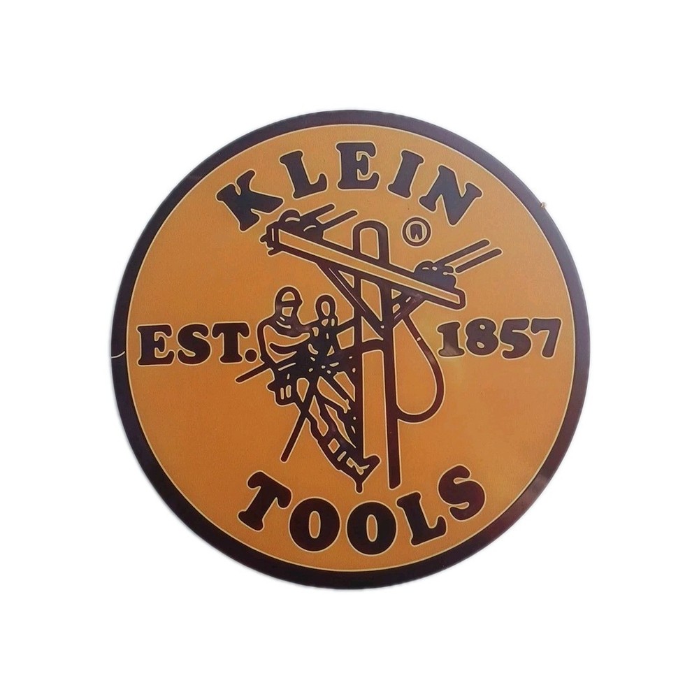 Klein Tools 12″ Sign est 1857 Orange Black Logo Metal Garage Workshop Repo Sign