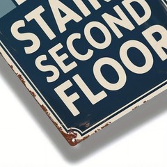 Stairs Second Floor Metal Sign Retro Directional Art for Hotel Office Building