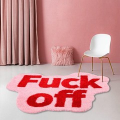 Large Pink Bathroom Rugs Funny Letter Print Cute Bath Mat Non Slip Backing