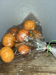 Primitive Small Orange Pumpkins Fall Harvest Bowl Filler/Vase 10 Stems 1.5” Tall