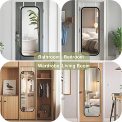 Over-The-Door Mirror Hanger, Adjustable 13.6 in Door Mirror Hanger with White