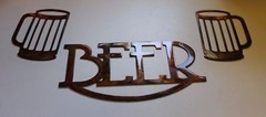 Beer Metal Art Sign w/ Beer Mugs Metal Art – Copper – Size Varies Per Piece