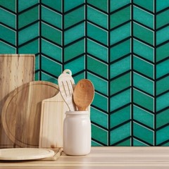 Teal Color Peel And Stick Wall Tile | 3D PU Tile Peel And Stick | Self Adhesive
