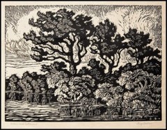 Willow and Cottonwood : Birger Sandzen : Linocut : Art Print