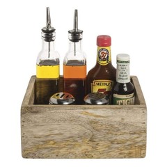 HUBERT® Condiment Caddy Solid Wood – 8 7/8″ L x 6 1/2″ W x 4 1/8″ H
