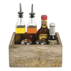 HUBERT® Condiment Caddy Solid Wood – 8 7/8″ L x 6 1/2″ W x 4 1/8″ H