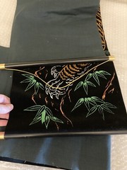 Vintage Velvet Wall Hanging Painted Tiger & Deer Excellent Set 2