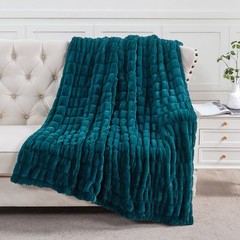 Stretchy Faux Fur Throw Blanket Luxurious Soft Warm Reversible Micromink Blanket