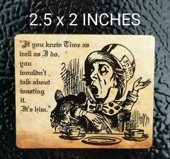 2.5″ Alice Adventure in Wonderland Decal Hatter Print Vinyl Sticker Time Quote