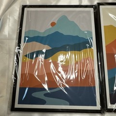 Trio Landscape Wall Art Set Western Scenry With Hanger Pins New Cactus Sunset