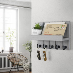 Decorative Key and Mail Holder for Wall – Modern Key Hooks with Shelf and Mail O