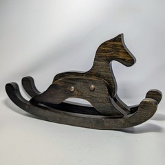 Vintage Handmade Solid Wood Rocking Horse 17″ Long 9.5″ Tall