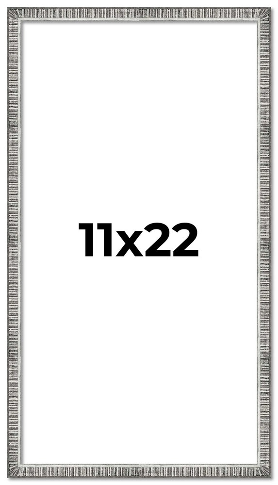 11×22 Frame Silver Grey Distressed Solid Wood Picture Frame | 0.75 Inch Moulding