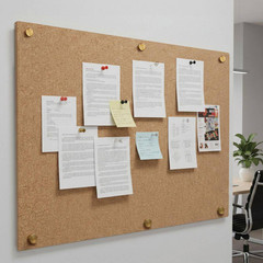 Excello 36 In. X 42 In. Cork Bulletin Board, Wall Mounted, Brown
