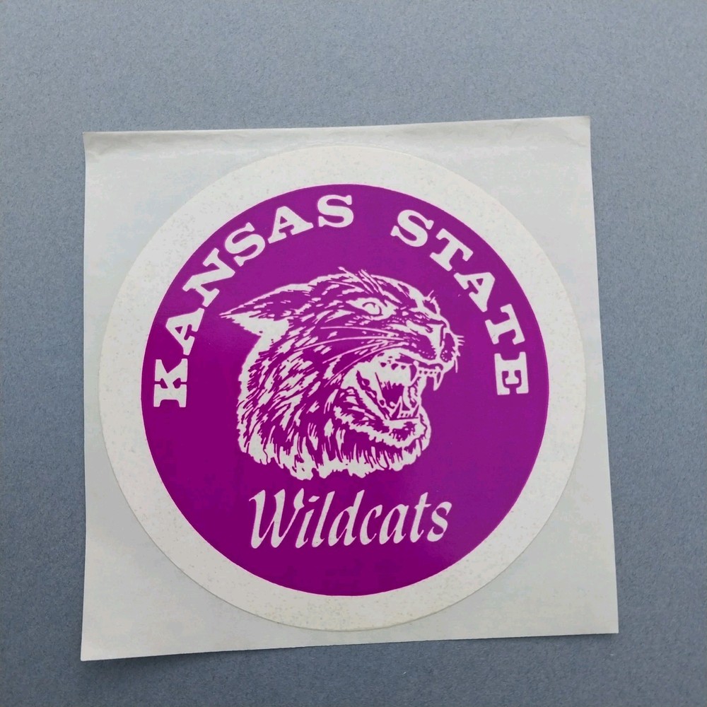 KS Kansas State Wildcats Retro Mascot Glossy Paper Sticker Decal 3 1/2″