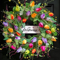 Summer Spring Wreaths for Front Door 26 Inch, Tulip Spring Summer Wreath with