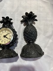 Pineapple Clock And Bookends Resign Office Den Living room Black Mantle