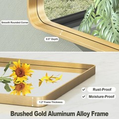 KIOTEE 24 in. W x 32 in. H Framed Tempered Glass Bathroom Mirror w/ Brushed Gold