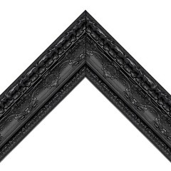 Mirror and Frame Meter Rectangular Wall Mirror Black Finish Ornate Style