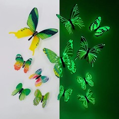 New 12Pcs 3D Luminous Butterfly Wall Sticker DIY Home Decor Modern Art