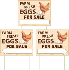 3Pcs Double Sided Farm Fresh Eggs Sign Eggs for Sale Sign Corrugated Plastic Fre