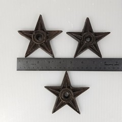 3 Large Cast Iron TX Texas Stars Western Rustic Decor DIY Crafts, 4 Inch