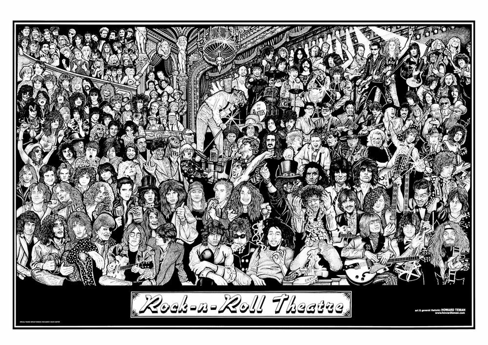 Rock n Roll Theater by Howard Teman Art Poster 36-by-24 Inches