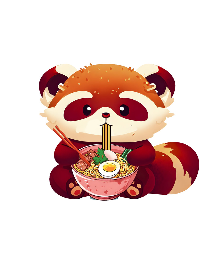 Ramen Sticker (4 Inch) Red Panda Asian Cuisine Food Delicious Snack Love
